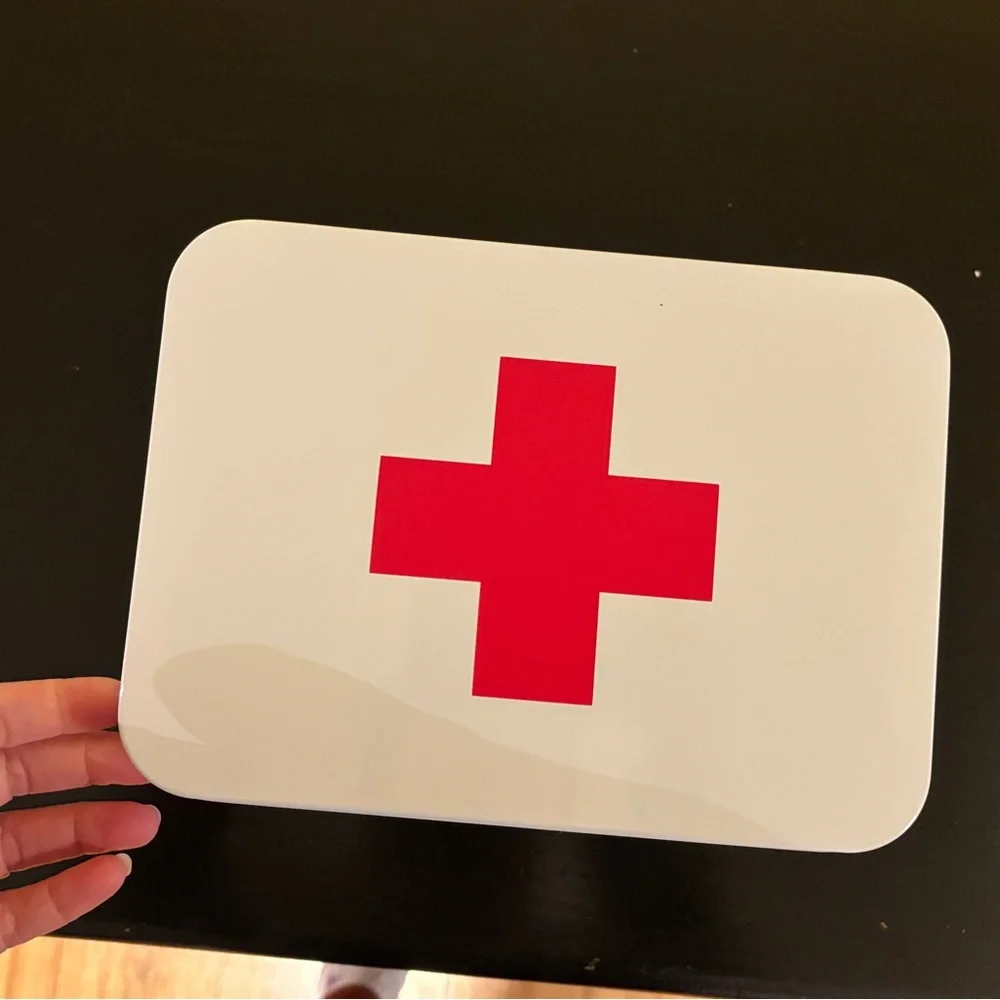 White First Aid Tin with Red Cross